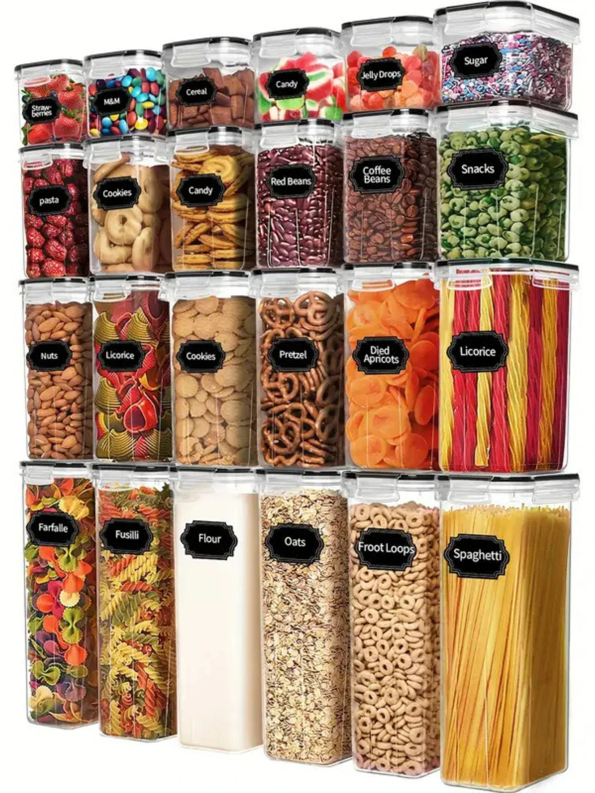 24pcs Airtight Food Storage Containers with Labels