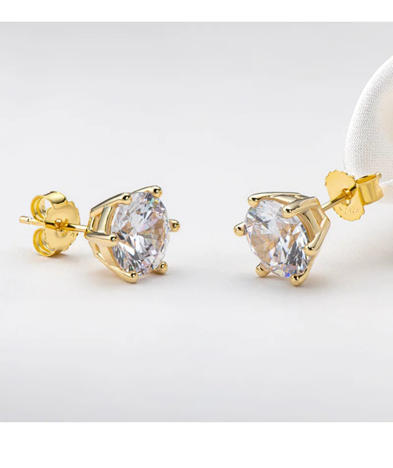 18K Gold Plated Moissanite Stud Earrings