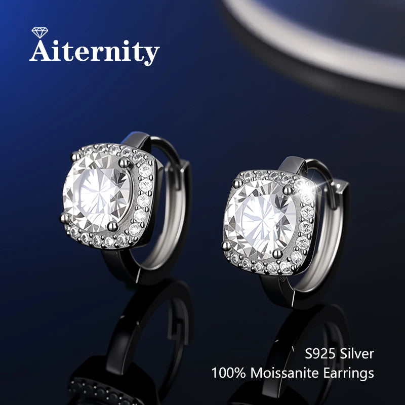 Platinum-Plated Moissanite Stud Earrings