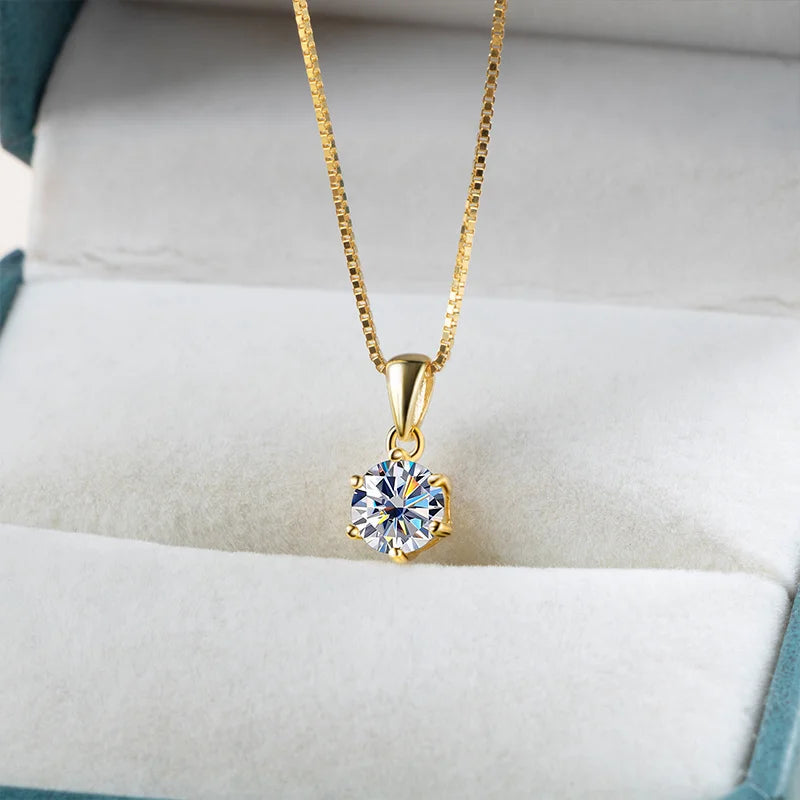 Moissanite Pendant Necklace, 1CT