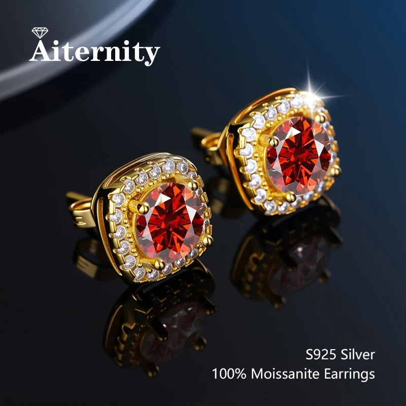 Platinum-Plated Moissanite Stud Earrings
