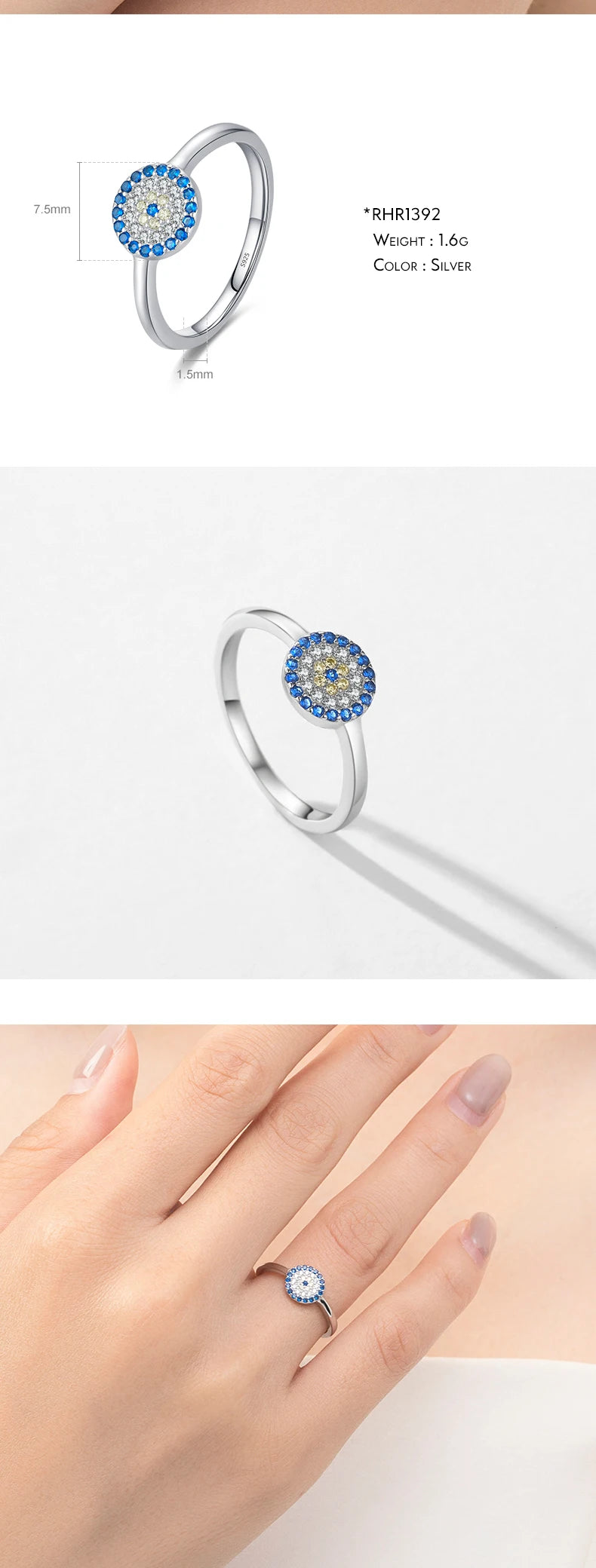 Blue CZ Statement Ring