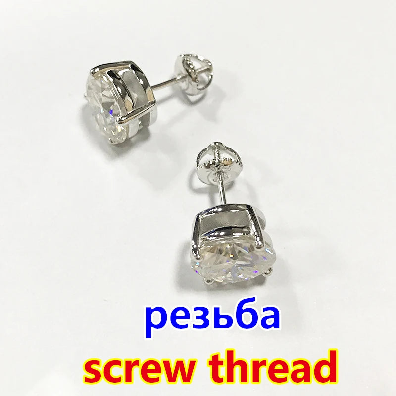 Moissanite Screw-Back Stud Earrings