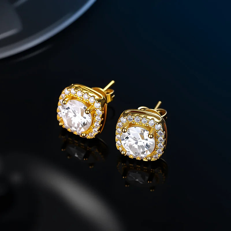 Platinum-Plated Moissanite Stud Earrings