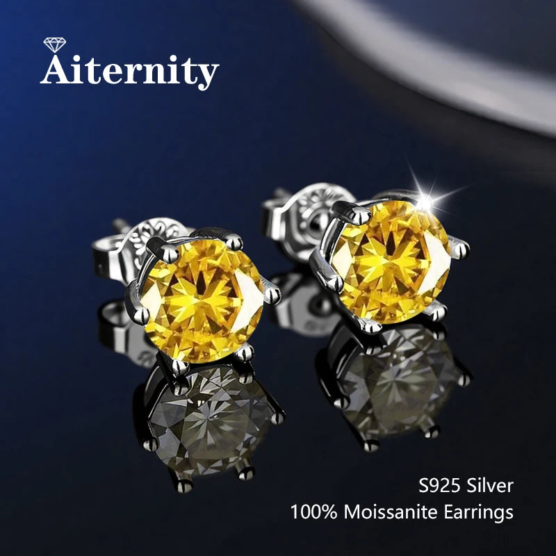 Platinum-Plated Moissanite Stud Earrings