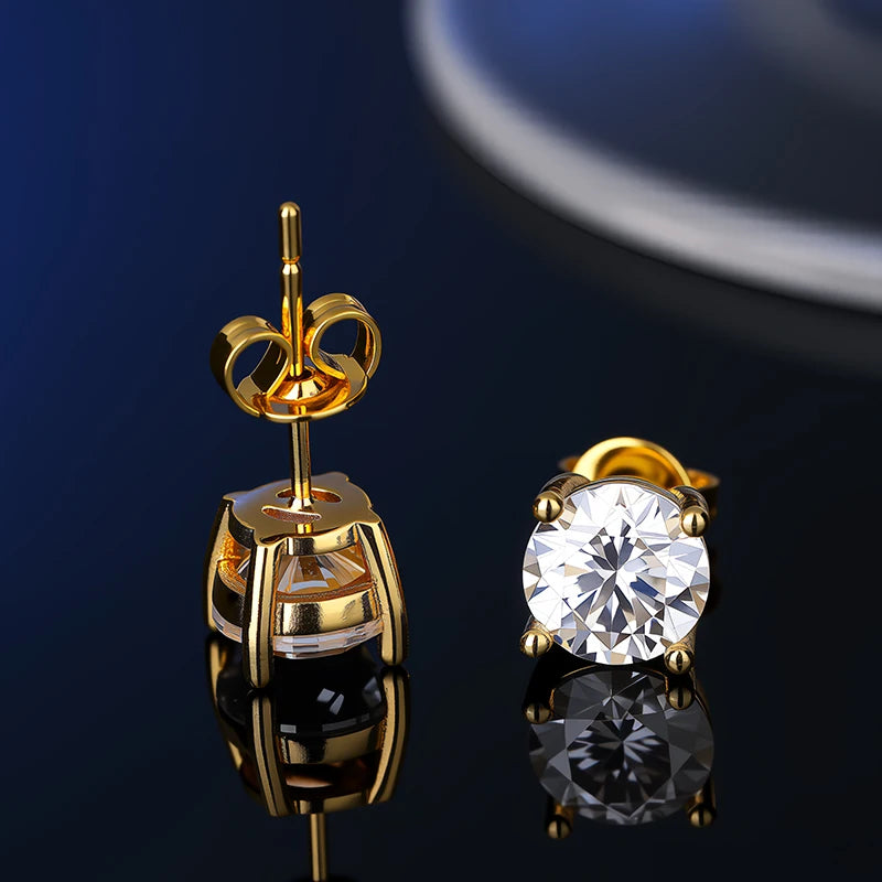 Platinum-Plated Moissanite Stud Earrings