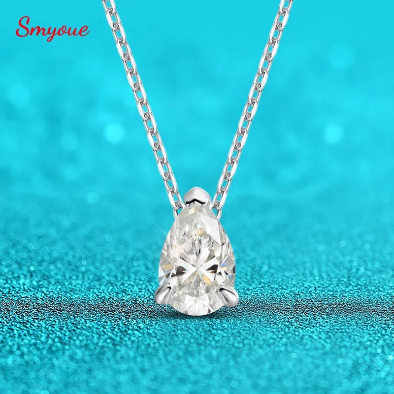 Pear Cut Moissanite Pendant Necklace