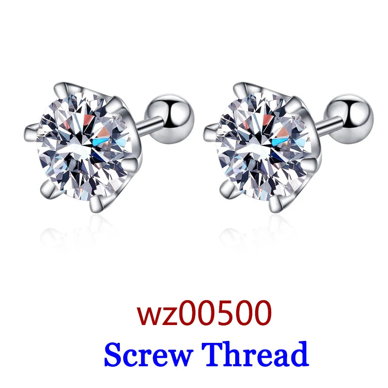 Moissanite Screw-Back Stud Earrings