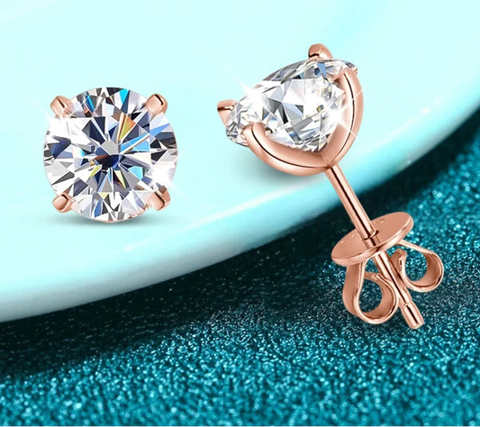 Rose Gold Moissanite Stud Earrings