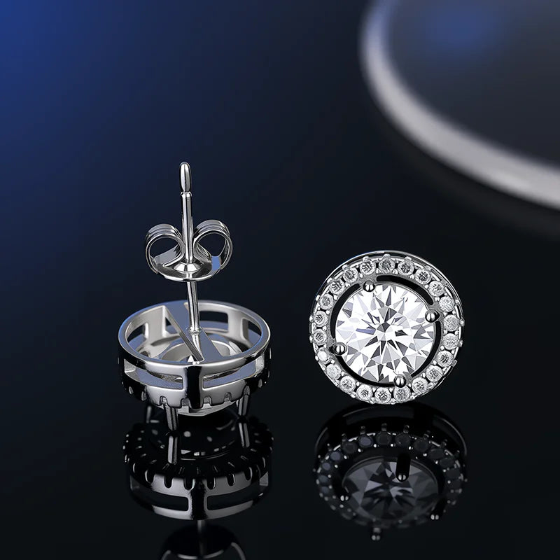 Platinum-Plated Moissanite Stud Earrings