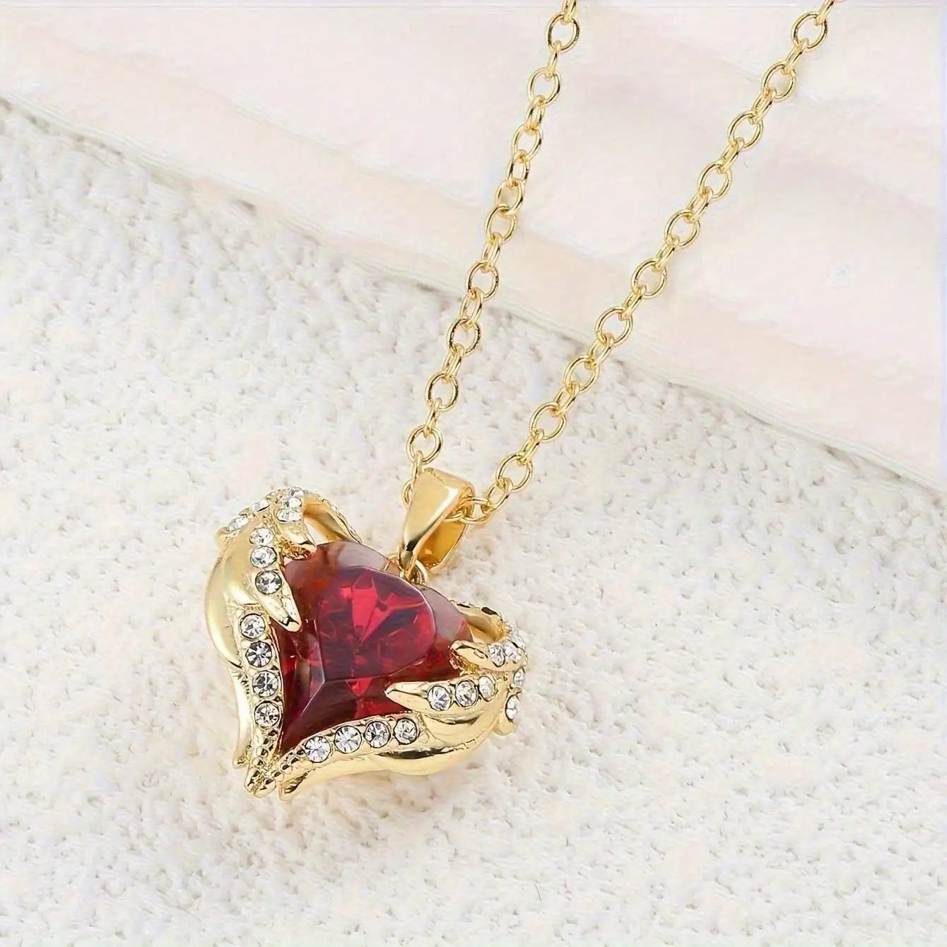 Crystal Heart Pendant Necklace| Tarnish-Free tainless Steel