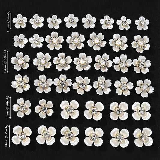 40pcs Imitation Pearl Flower-shaped Rhinestone Buttons for Jewelry Making Decorative Hat Clothes DIY Craft Sewing Accessories
