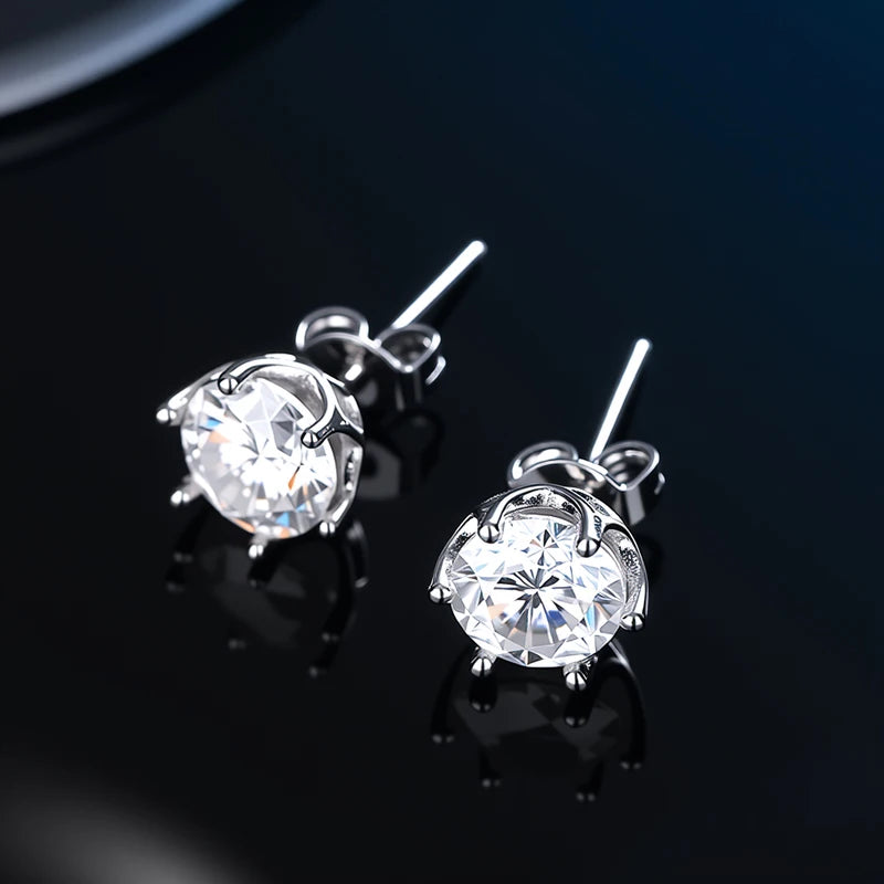 Platinum-Plated Moissanite Stud Earrings