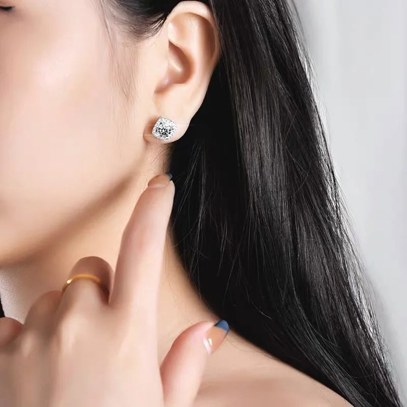 Platinum-Plated Moissanite Stud Earrings