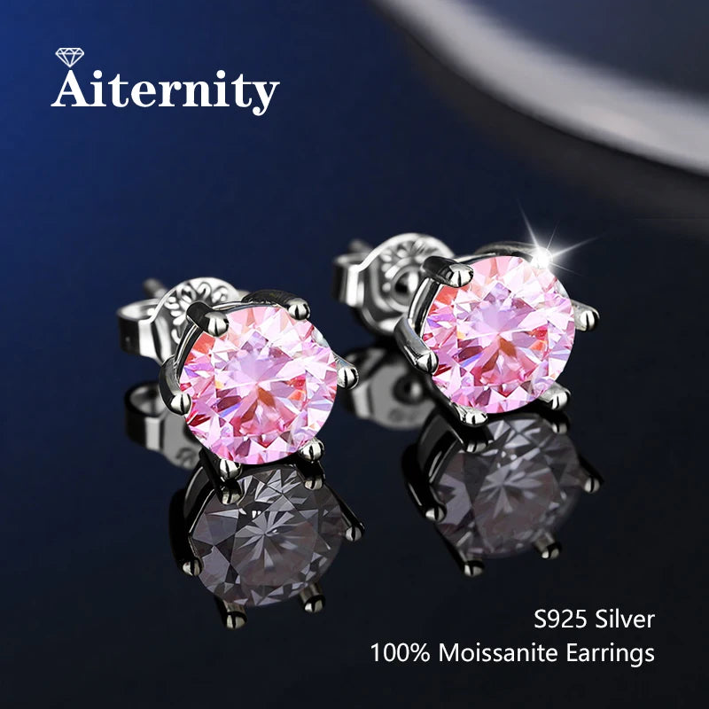 Platinum-Plated Moissanite Stud Earrings