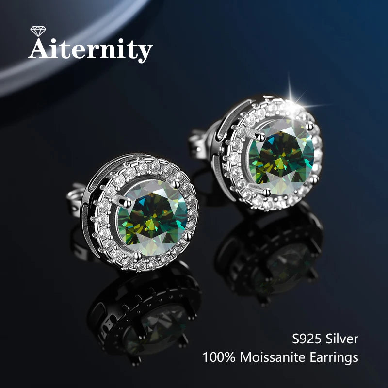 Platinum-Plated Moissanite Stud Earrings