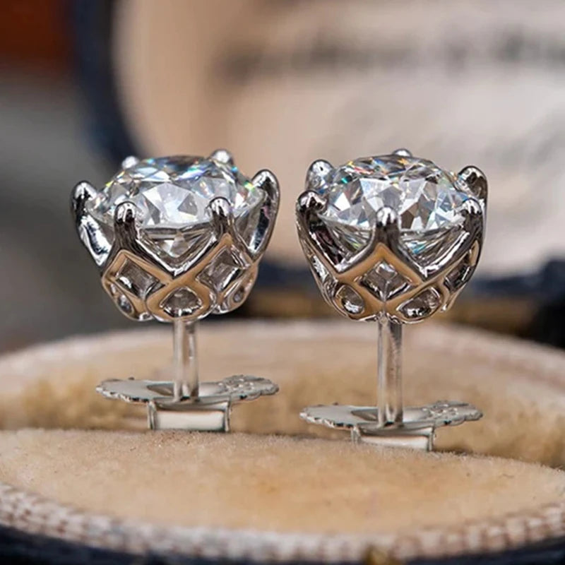Moissanite Screw-Back Stud Earrings