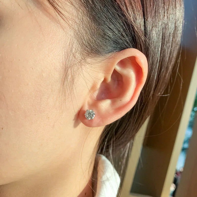 Moissanite Screw-Back Stud Earrings