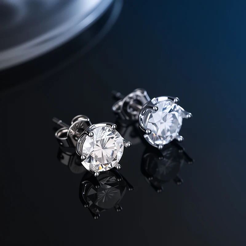 Platinum-Plated Moissanite Stud Earrings