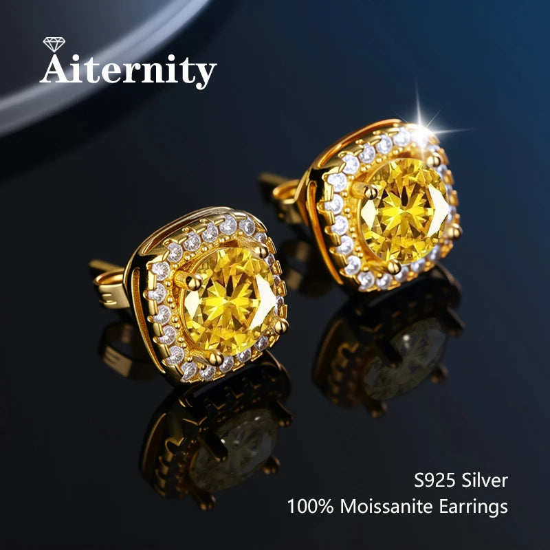 Platinum-Plated Moissanite Stud Earrings