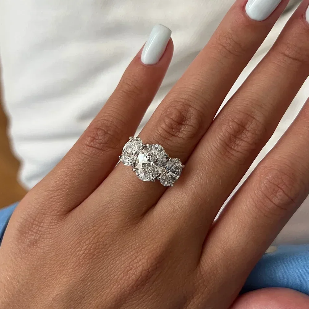 Three-Stone Moissanite Engagement Ring