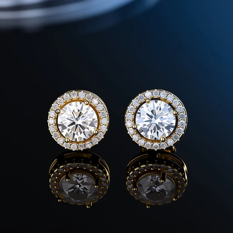 Platinum-Plated Moissanite Stud Earrings