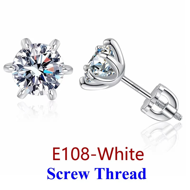Moissanite Screw-Back Stud Earrings