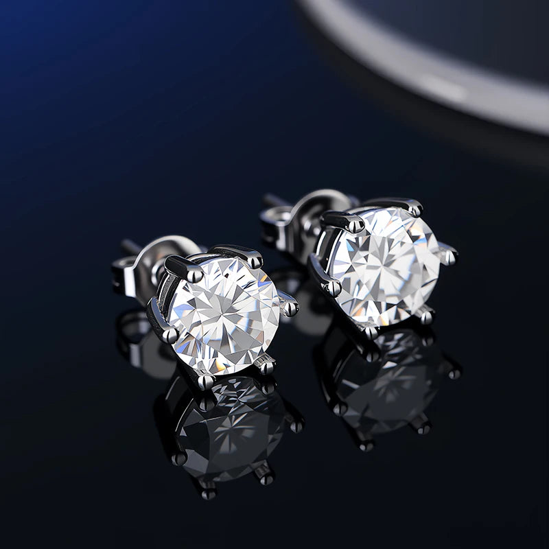 Platinum-Plated Moissanite Stud Earrings