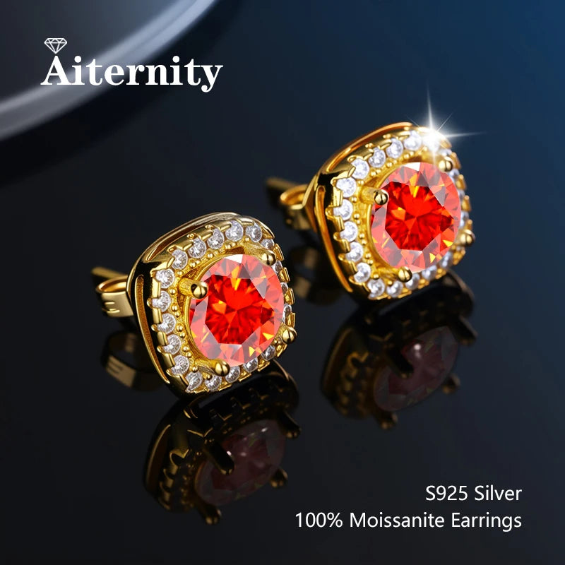 Platinum-Plated Moissanite Stud Earrings