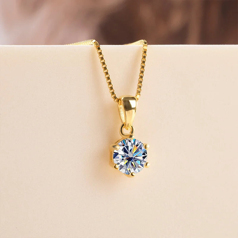 Moissanite Pendant Necklace, 1CT