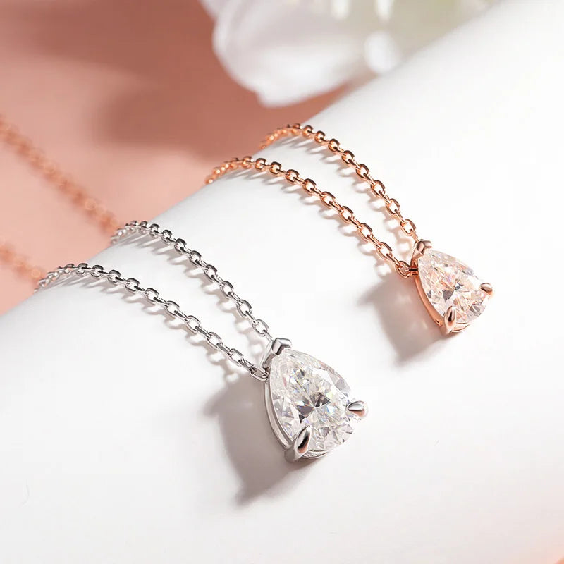 Pear Cut Moissanite Pendant Necklace