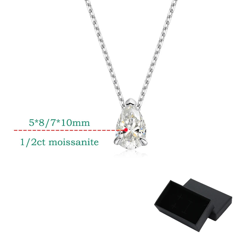 Pear Cut Moissanite Pendant Necklace