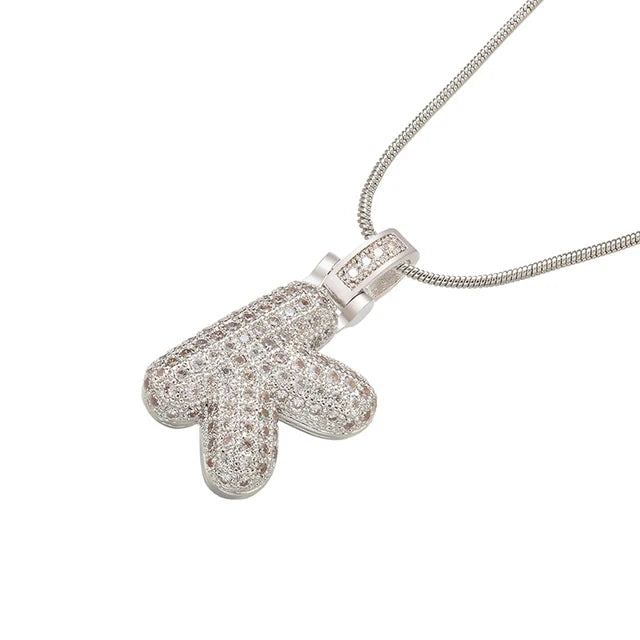 1.25x500mm Fat and lovely crystal brass silver color  letter necklace for women friends birthday gift model: VL34