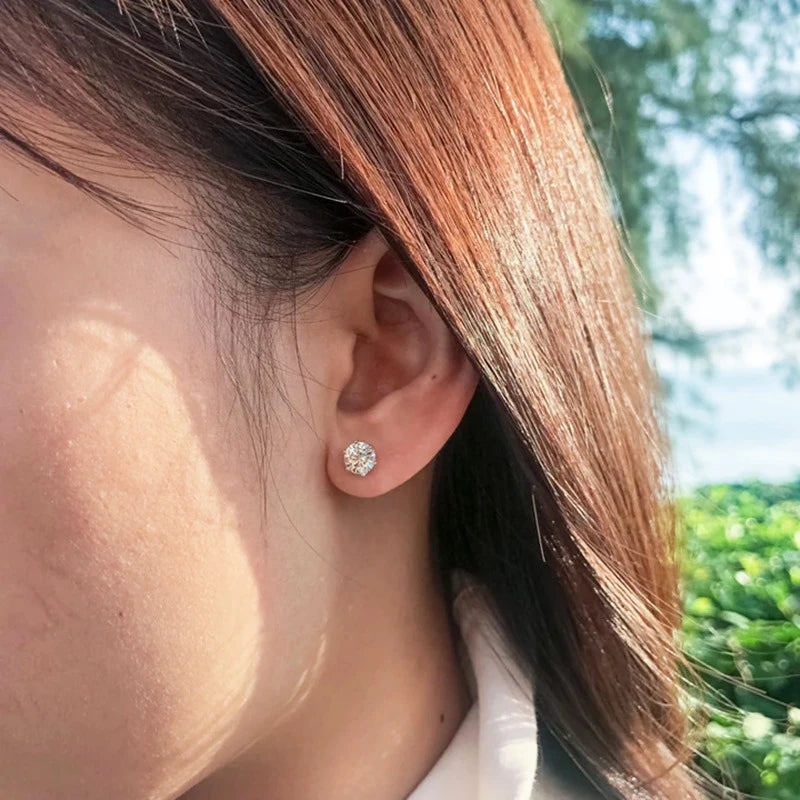 Moissanite Screw-Back Stud Earrings