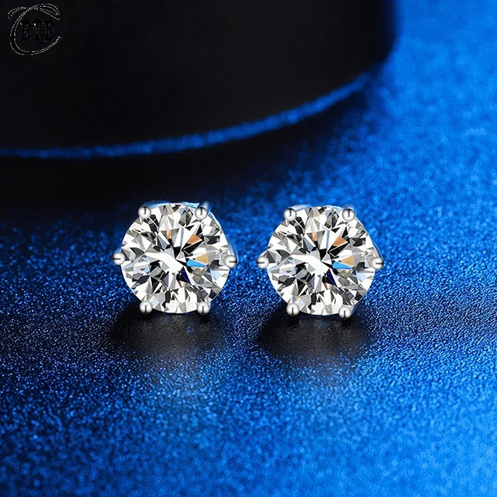 Six-Claw Moissanite Stud Earrings