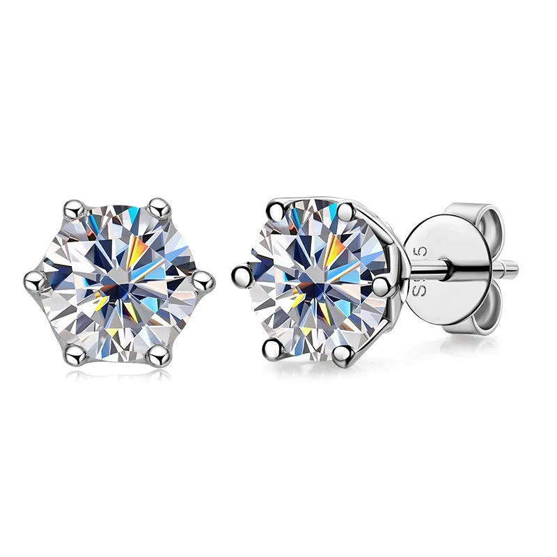 Moissanite Stud Earrings, 1CT