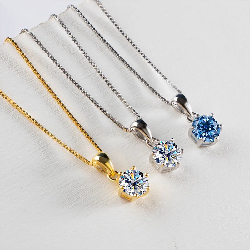 Moissanite Pendant Necklace, 1CT