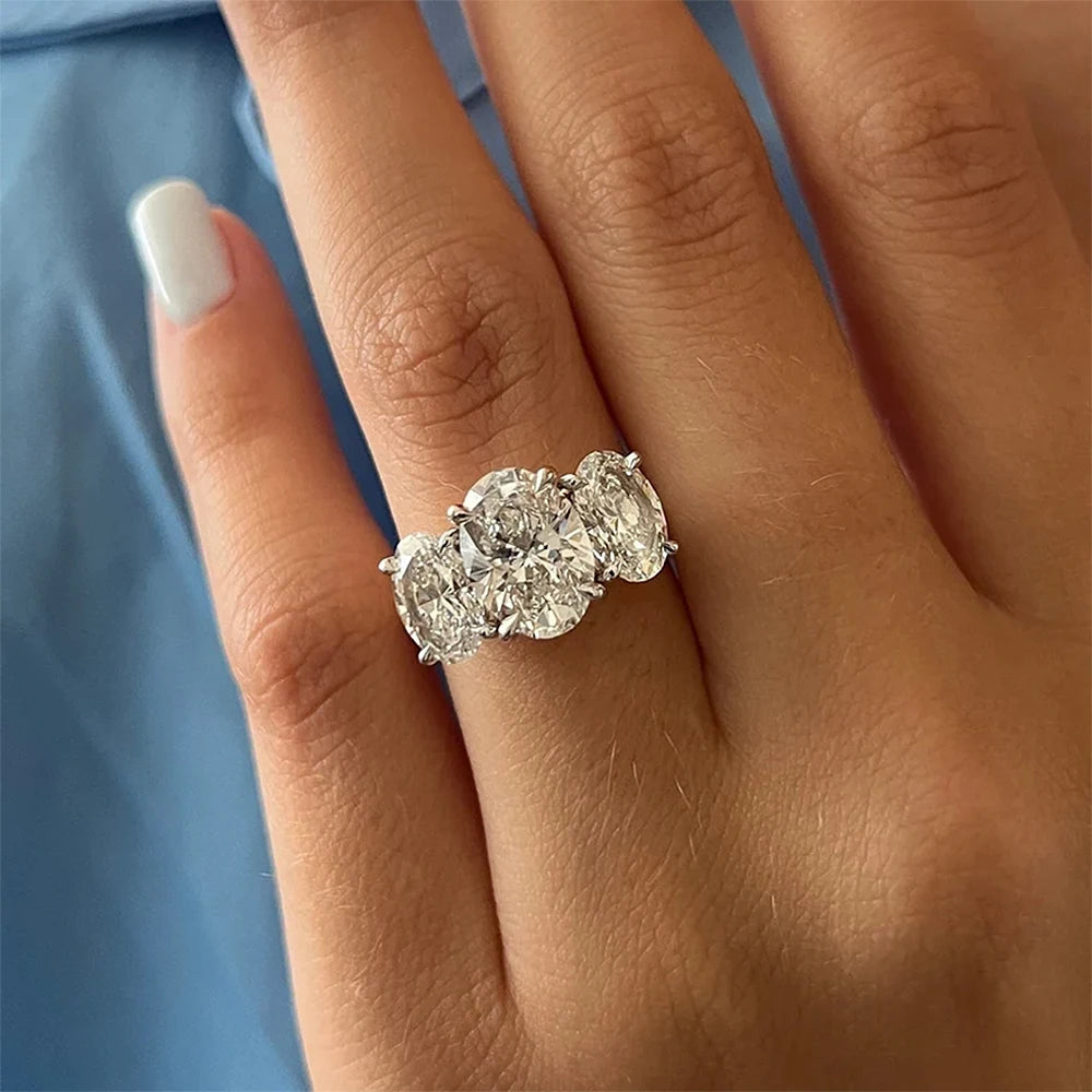 Three-Stone Moissanite Engagement Ring