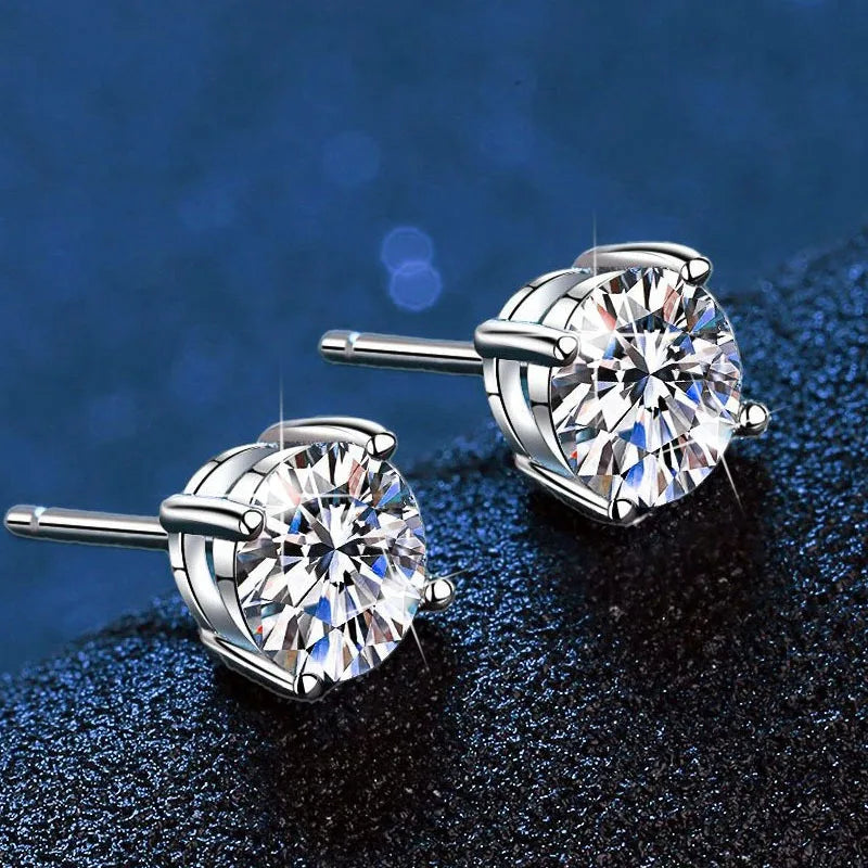Platinum-Plated Moissanite Stud Earrings