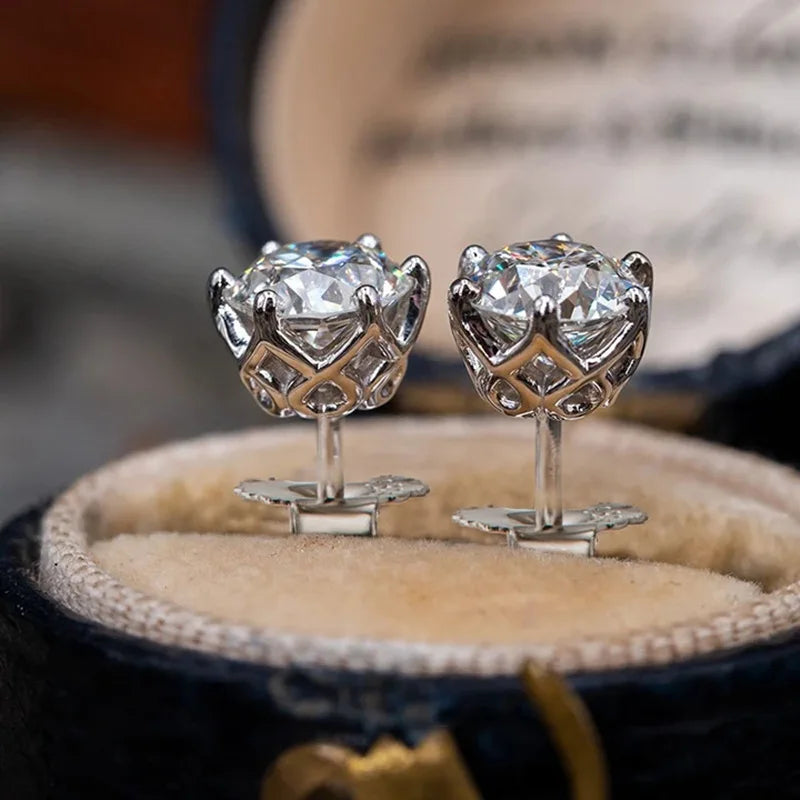 Moissanite Screw-Back Stud Earrings
