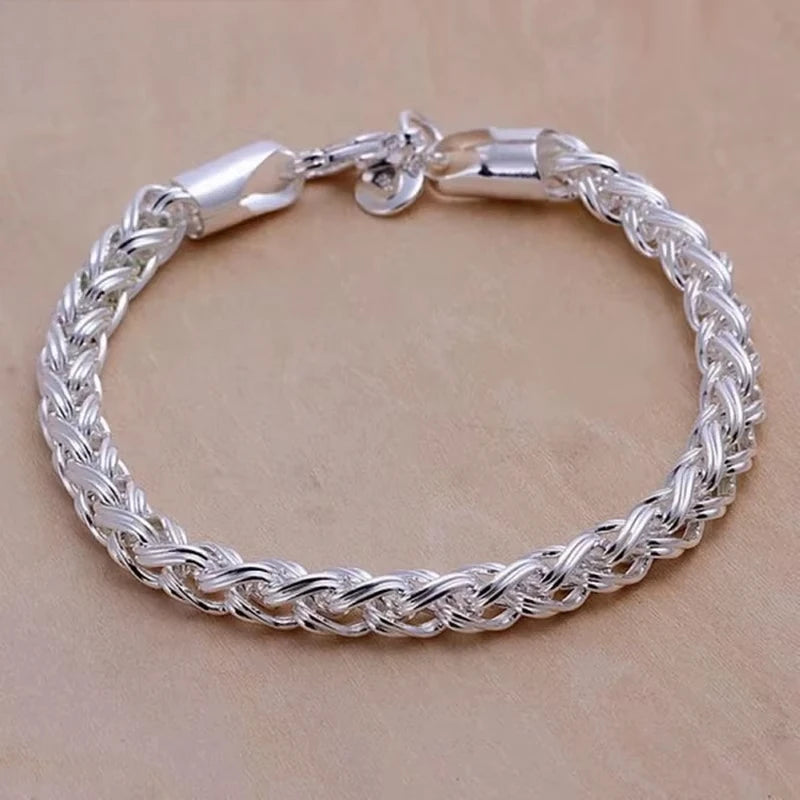 925 Sterling Silver Wheat Chain Bracelet – Classic Unisex Link Bracelet