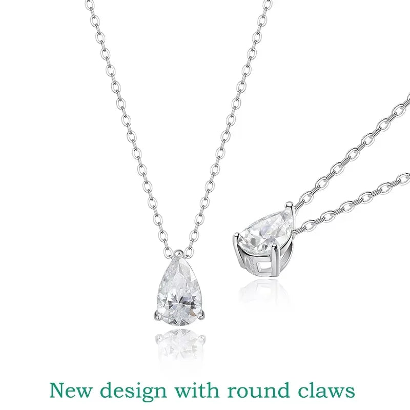 Pear Cut Moissanite Pendant Necklace