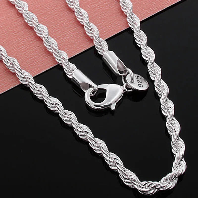 Sterling Silver Rope Chain Necklace