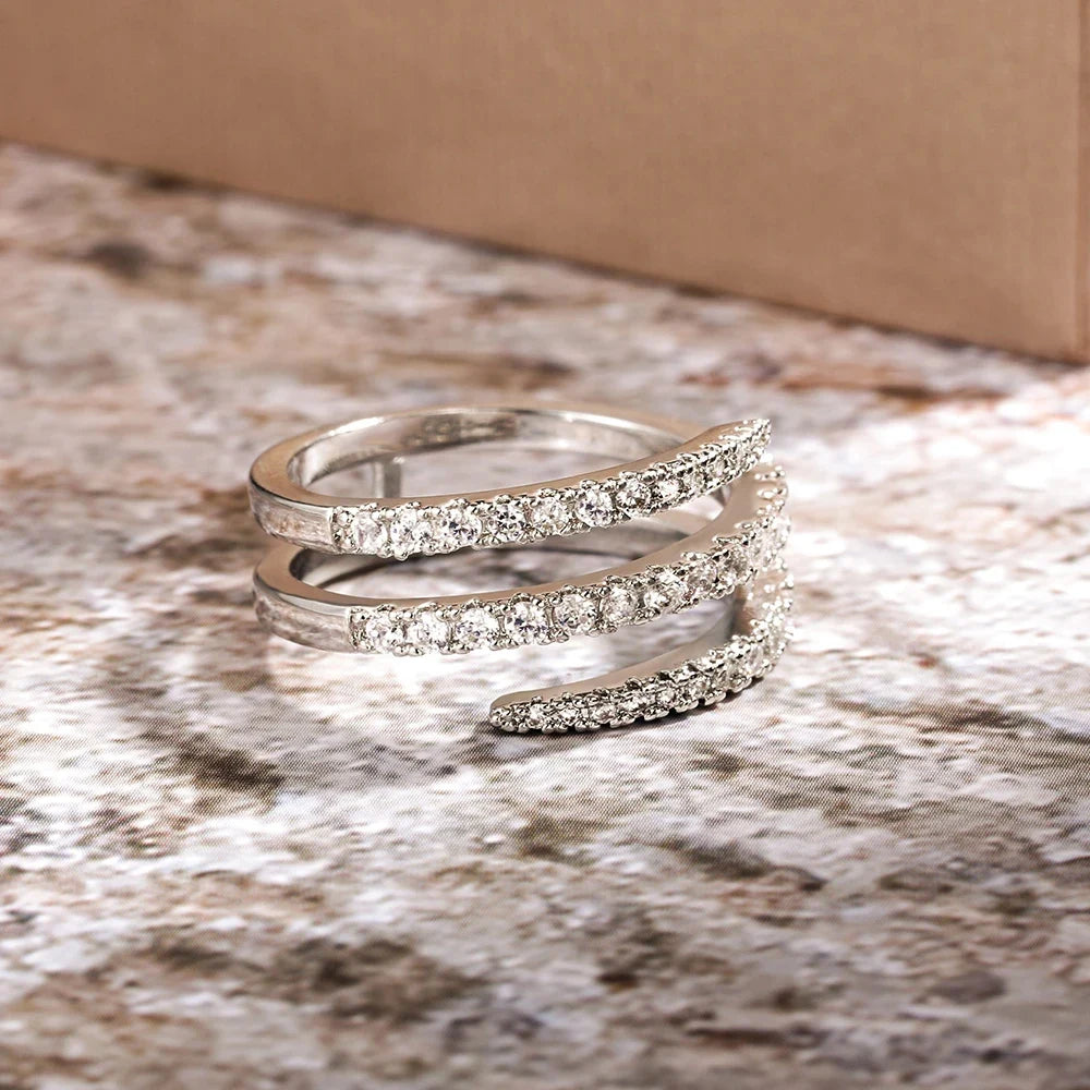 Surround Wrap Statement Ring – Multi-Row CZ Crystal Band