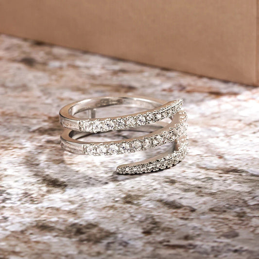 Surround Wrap Statement Ring – Multi-Row CZ Crystal Band