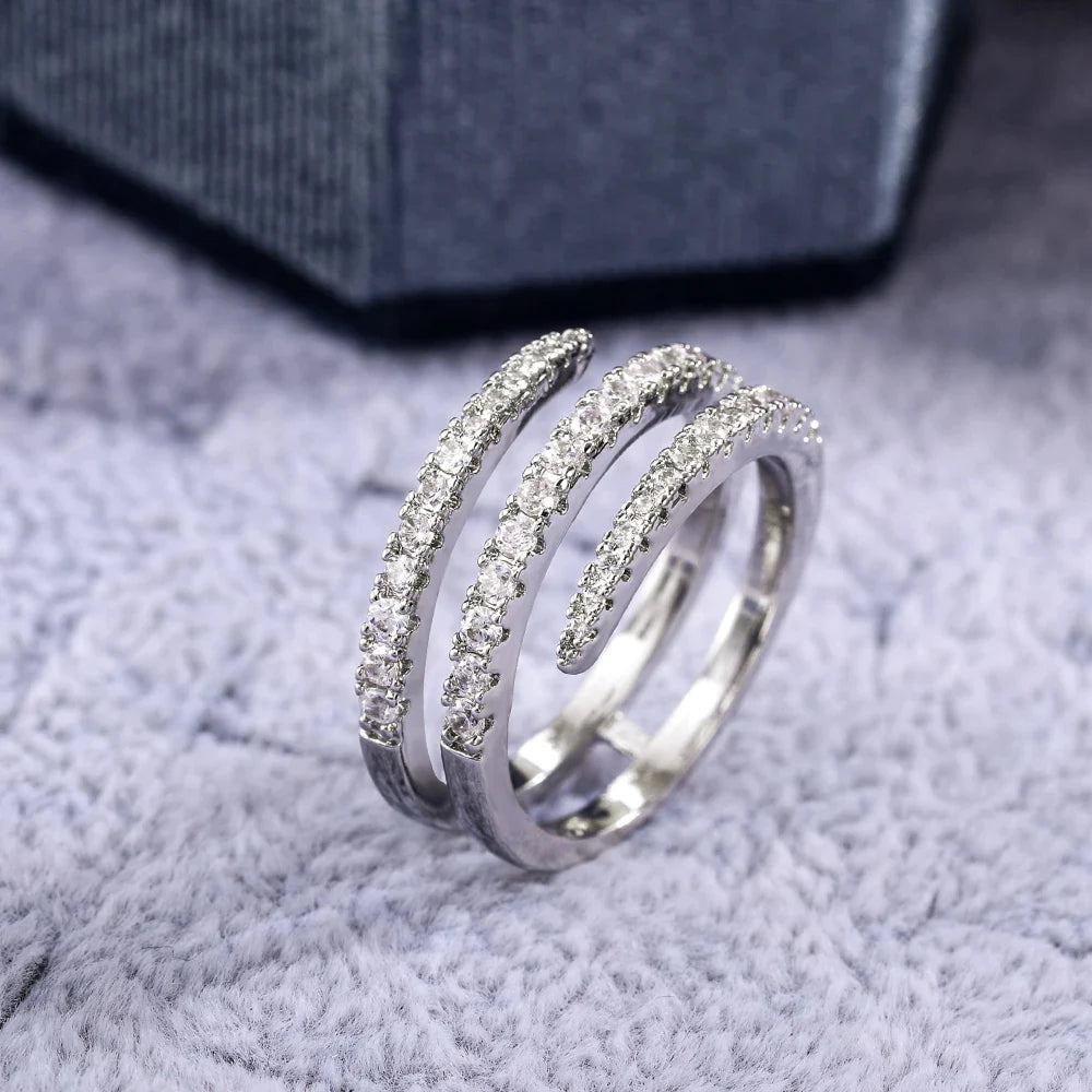 Surround Wrap Statement Ring – Multi-Row CZ Crystal Band