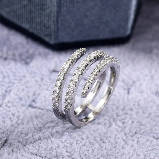 Surround Wrap Statement Ring – Multi-Row CZ Crystal Band