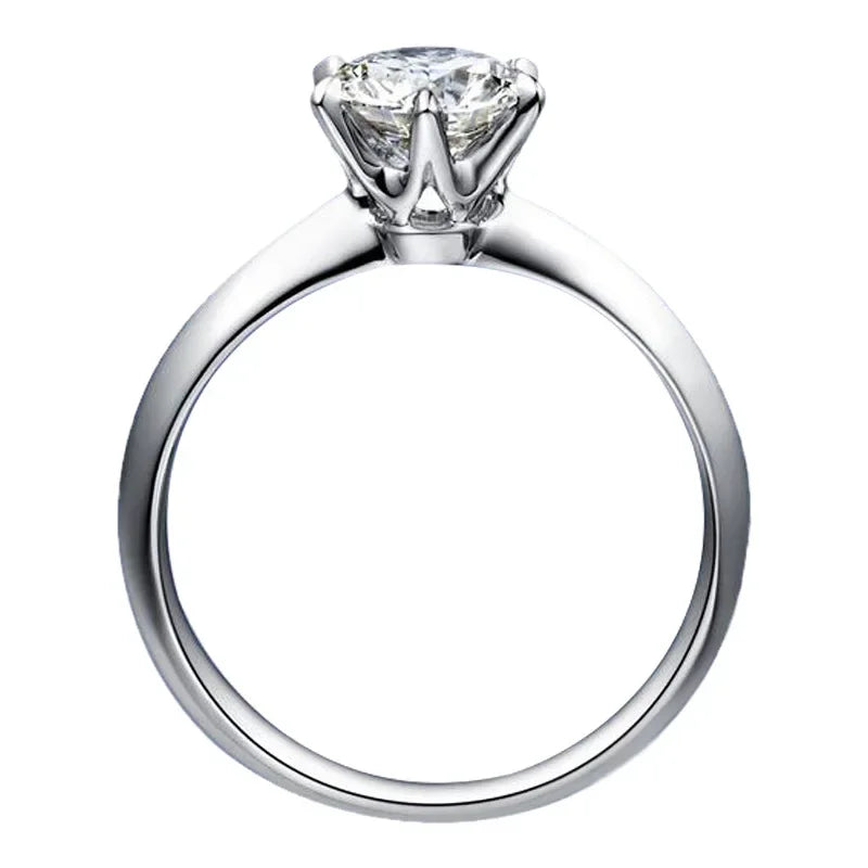 925 Sterling Silver Moissanite Engagement Ring – Certified Round-Cut Solitaire