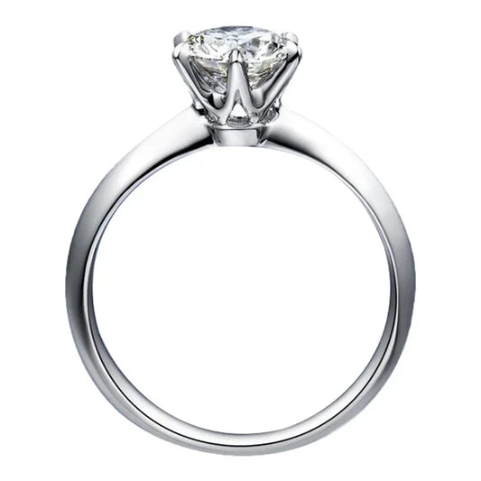 925 Sterling Silver Moissanite Engagement Ring – Certified Round-Cut Solitaire