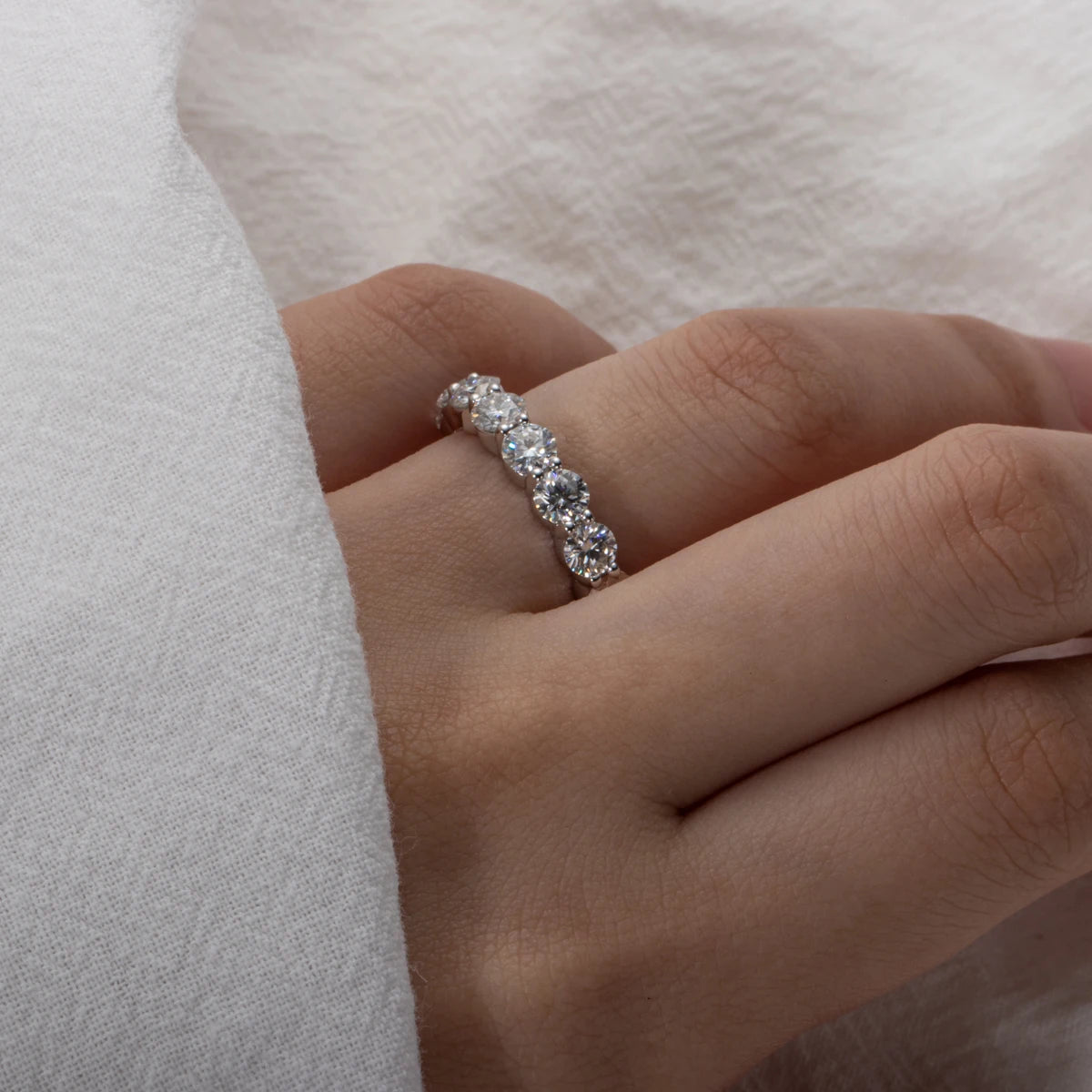 Moissanite Wedding Band Ring